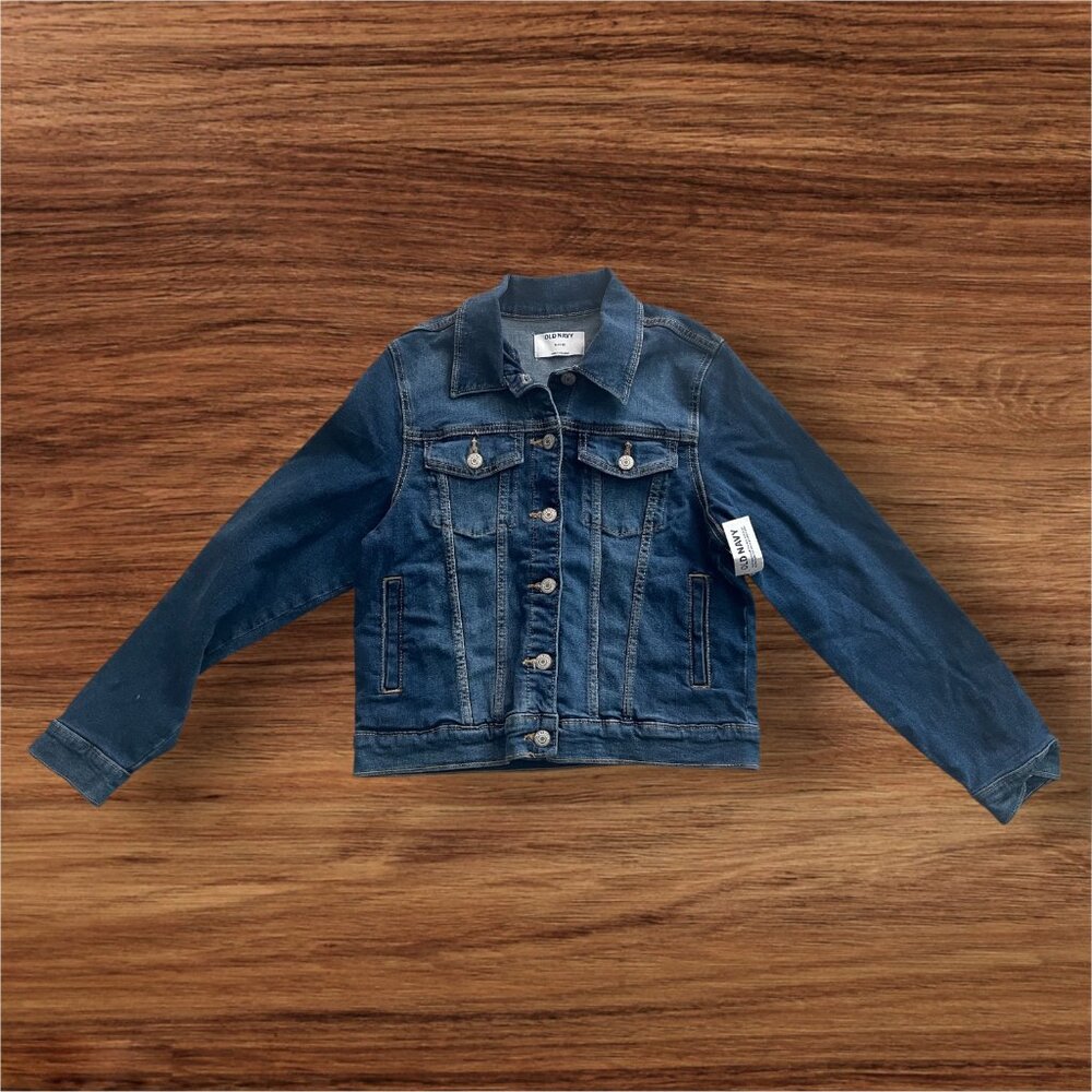 Old Navy Kids Denim Jacket Classic Blue Jean Jacket Button Front Size XL 14–16